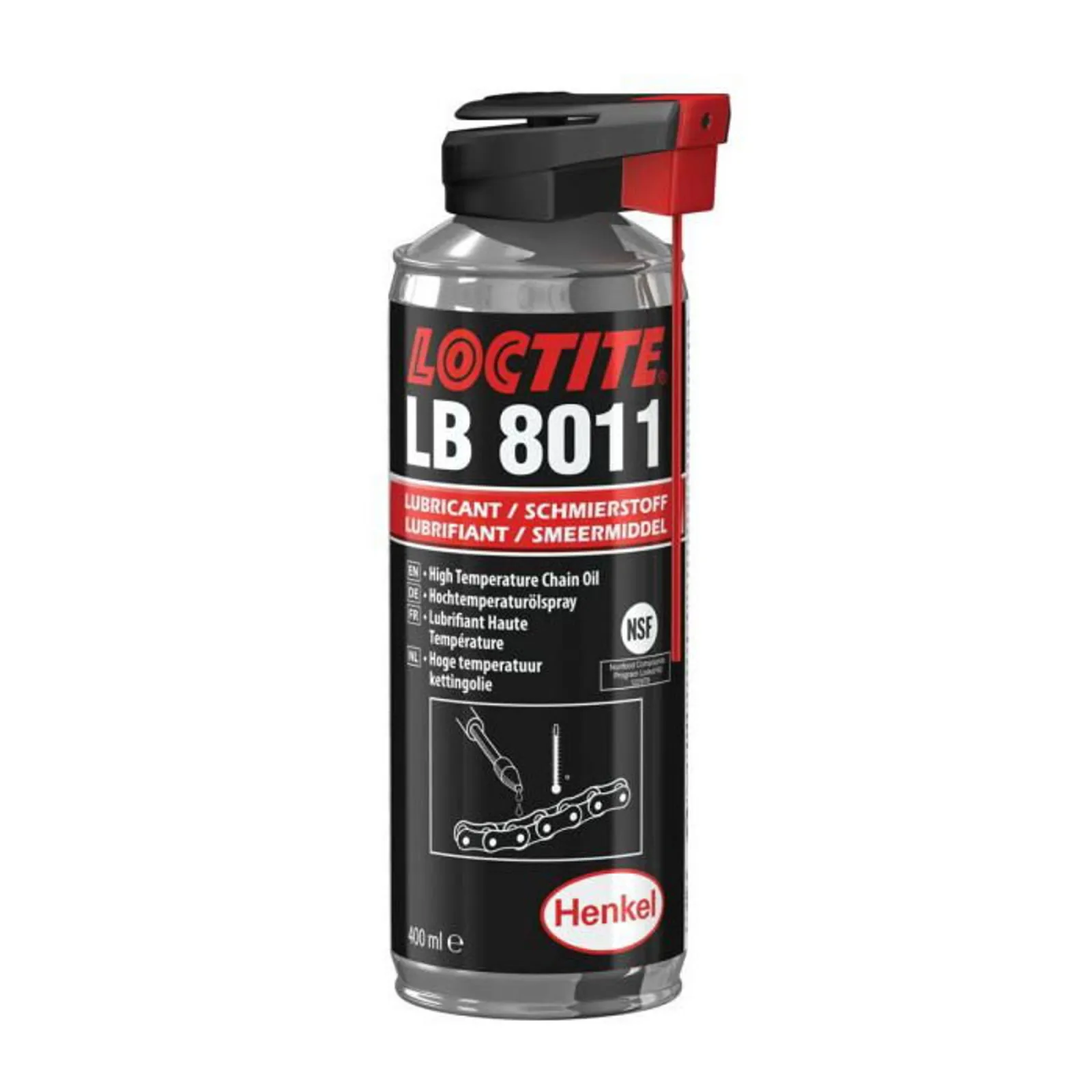 Высокотемпературная смазка для цепей Loctite 8011 (в форме спрея) Высокотемпературная смазка для цепей Loctite 8011 (в форме спрея)